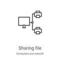 sharing file icon vector from computers and network collection. Thin line sharing file outline icon vector illustration. Linear