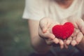 Sharing Love and Heart red color on women hand