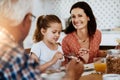 Sharing the most important meal together. a family enjoying breakfast together at home.