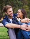 Sharing a tender moment together. a good-looking young couple enjoying an affectionate moment outdoors. Royalty Free Stock Photo