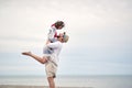 Sharing tender moments.Young  couple in a embrace on the beach Royalty Free Stock Photo