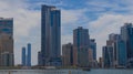 Sharjah city view, high rise buildings with lagoon