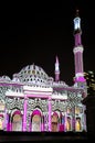 Sharjah light festival, creative display on a mosque