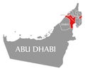 Sharjah red highlighted in map of United Arab Emirates