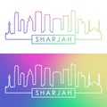 Sharjah skyline. Colorful linear style.