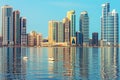 Sharjah skyline at sunny day, United Arab Emirates Royalty Free Stock Photo
