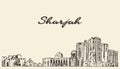 Sharjah skyline United Arab Emirates vector drawn