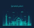 Sharjah skyline vector illustration linear style