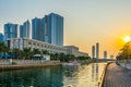 SHARJAH, UAE, OCTOBER 24, 2016: Al quasba channel in Sharjah during sunset