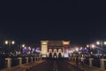 Sharjah, UAE, 18 October, 2019: Skyline of Sharjah City at night, United Arab Emirates.