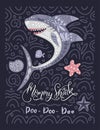 Shark animal vector card. Royalty Free Stock Photo