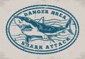 Shark area vintage monochrome emblem