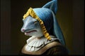 Shark Animal with a Pearl Earring in Johannes Vermeer style illustration generative ai