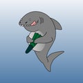 The Shark ate a Scuba Diver. A Funny shark. The Shark Smiles, Licks and Holds A Flipper in its Fins.