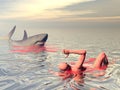 Shark attack - 3D render Royalty Free Stock Photo