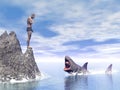 Shark attack - 3D render Royalty Free Stock Photo