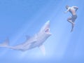 Shark attack - 3D render Royalty Free Stock Photo