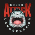 Shark attack poster colorful vintage