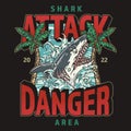 Shark attack poster vintage colorful