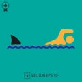 Shark attack vector icon eps 10. Fish fin and swimmer symbol