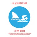 Shark attack vector icon eps 10. Fish fin and swimmer symbol. Simple isolated illustration