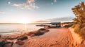 Shark Bay Australia at sunset - made with Generative AI tools Royalty Free Stock Photo