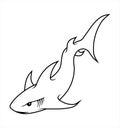 Shark black and white picture over white background