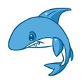 Shark blue fish predator cartoon illustration