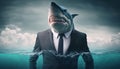 Shark Business. Concept management and businessshark. Generative AI.