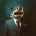 Shark in a Business Suit, Animal Businessman, Generative AI Illustration Royalty Free Stock Photo