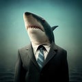 Shark in a Business Suit, Animal Businessman, Generative AI Illustration Royalty Free Stock Photo