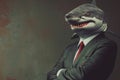 Shark in a Business Suit, Animal Businessman, Generative AI Illustration Royalty Free Stock Photo