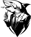 Shark Businessman Black Color Logo