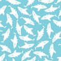 Shark cartoon pattern seamless. Sea predator background. Big fish monster texture. Baby fabric ornament Royalty Free Stock Photo