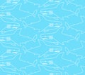 Shark cartoon pattern seamless. Sea predator background. Big fish monster texture. Baby fabric ornament Royalty Free Stock Photo