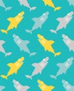 Shark cartoon pattern seamless. Sea predator background. Big fish monster texture. Baby fabric ornament Royalty Free Stock Photo