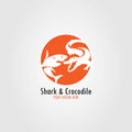 Shark and crocodile vector logo template.