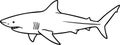Shark Drawing in Black and White Simple Line Art Royalty Free Stock Photo