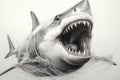 Shark drawing, shark pencil drawing vintage. Generative Ai