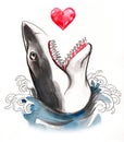 Shark eating a heart