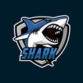 Shark esport gaming mascot logo template. Shark mascot logo.