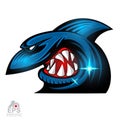 Shark face in profile with bared teeth logo for any sport team isolated