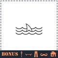 Shark fin icon flat