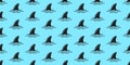 Shark fin seamless pattern dolphin ocean doodle isolated wallpaper background