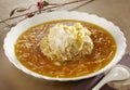 Shark fin soup in chinese style on white bowl in restaurant in a Royalty Free Stock Photo