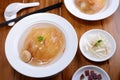 Shark fin soup in chinese style on white bowl Royalty Free Stock Photo