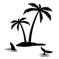 Shark fin vector icon island palm tree coconut logo dolphin character illustration symbol graphic Royalty Free Stock Photo