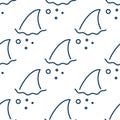 Shark fin in water waves seamless pattern. Royalty Free Stock Photo