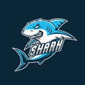 Shark gaming mascot logo in navy background