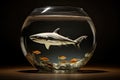 shark in goldfish bowl AI generated